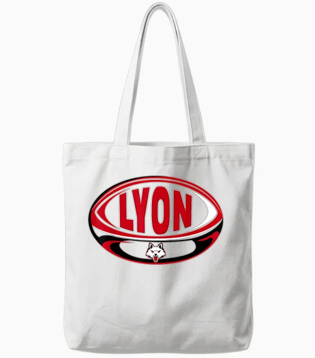 Rugby Lou Edition Supporter Man Woman Child T-Shirt, Black, S Tote Bags in White