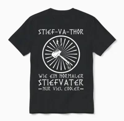 Bonus-Va-Thor Bonus Papa Wikinger Stiefvater Stiefpapa Unisex T-Shirt - Black