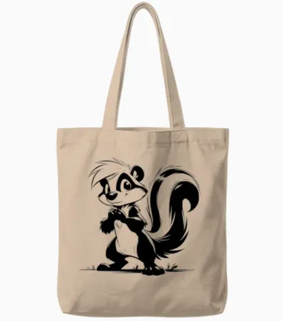 Skunk Children Baby Drawing Tote Bags - Natural