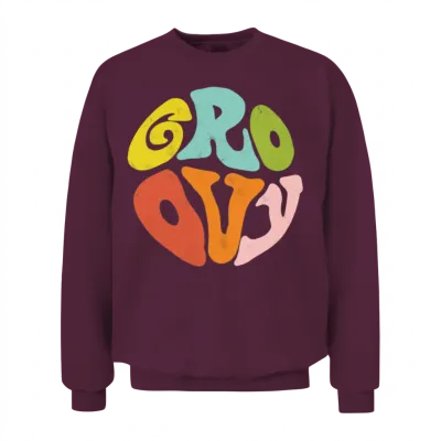 Retro Groovy Unisex Sweatshirt - Maroon