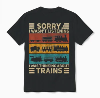 Retro Wagon Train Lover Model Railroad Conductor Funny Train Unisex T-Shirt - Black