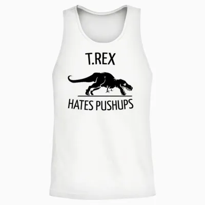 T.rex Hates Pushups Unisex Tank Top - White