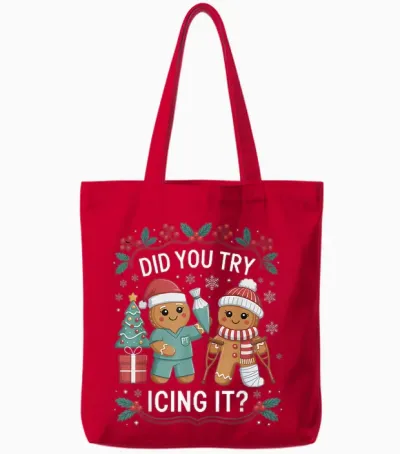 Physio Christmas Physical Therapy Holiday Season Christmas Tote Bags - Red
