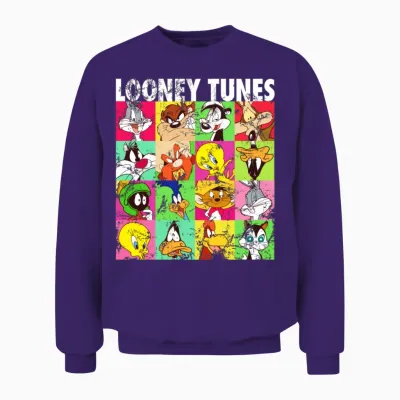 Looney Tunes Characters Collage Unisex Sweatshirt - Purple