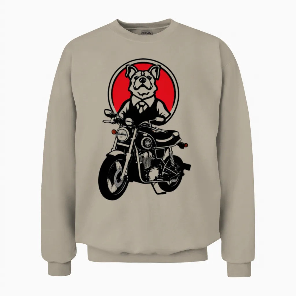Funny Dog Biker Lovers Gift Unisex Sweatshirt in Sand