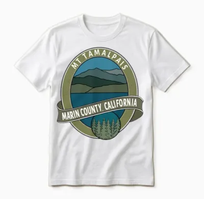 Mt Tamalpais Marin County California Oval Design Unisex T-Shirt - White