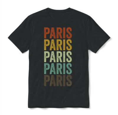 Paris France Retro Vintage Unisex T-Shirt - Black