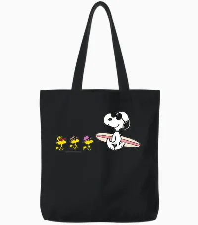 Peanuts - Snoopy Woodstock Surfboard Tote Bags - Black
