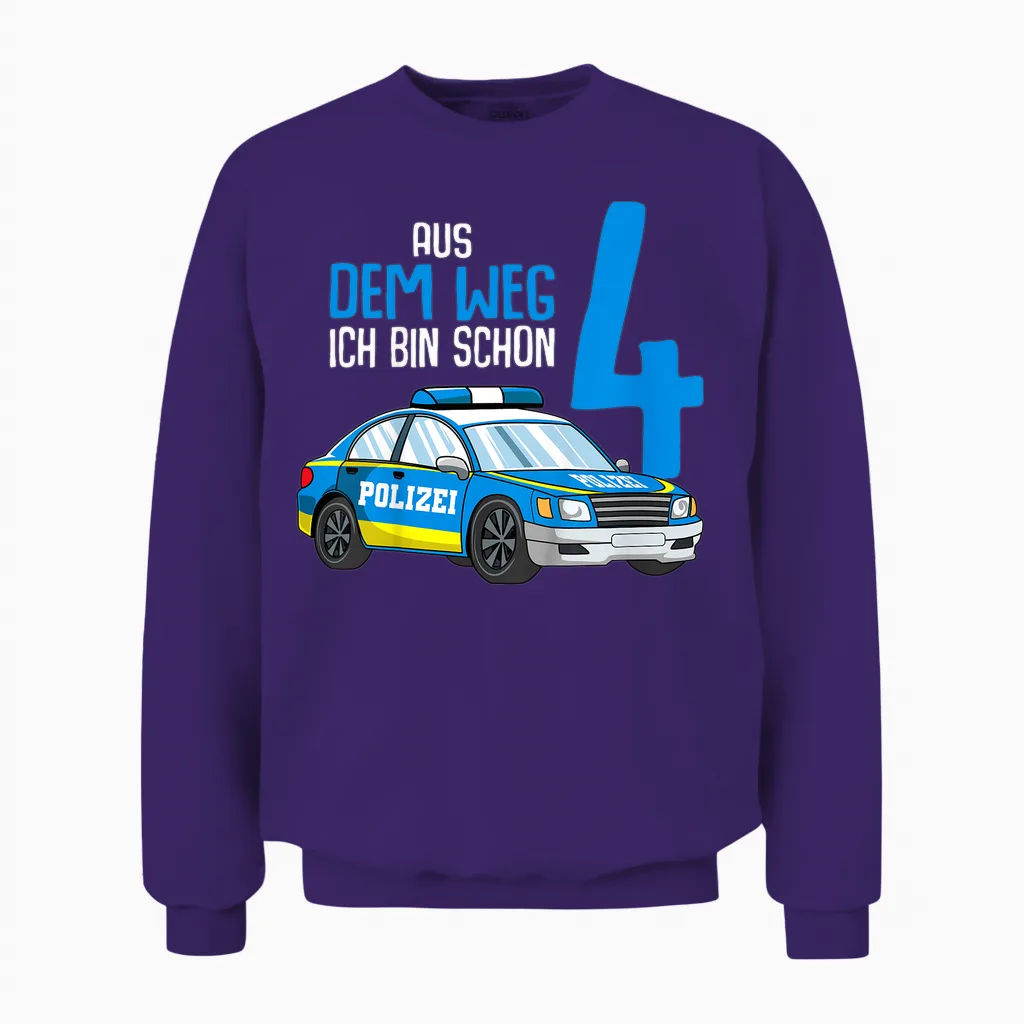 4. Geburtstag Polizei 4 Jahre Kinder Junge Unisex Sweatshirt in Purple