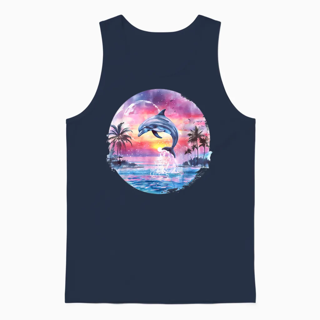 Sea Ocean Animal Art Delfin Sonnenuntergang Meer Ozean Tierliebhaber Ozean Meer Delfin T-Shirt Schwarz S Eu 38-40 Unisex Tank Top in Navy