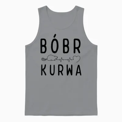 Polish Biber with "bober Kurwa" "yes Pierdole Bobr" T-Shirt, White, S Unisex Tank Top - Sport Grey