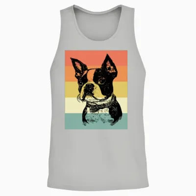 Boston Terrier Dog Retro Unisex Tank Top - Ash