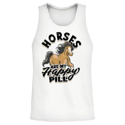 Horses Are My Happy Pill - Horse Unisex Tank Top - White