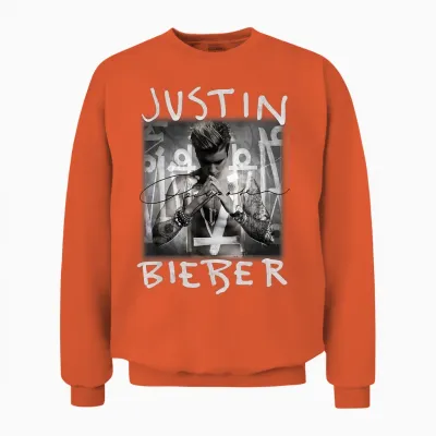 Justin Bieber Purpose Album Cover by Rock Off Unisex Sweatshirt - Orange