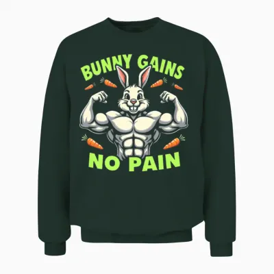 Fitness Bunny Gym Workout Rabbit Bodybuilding Unisex Sweatshirt - Forest
