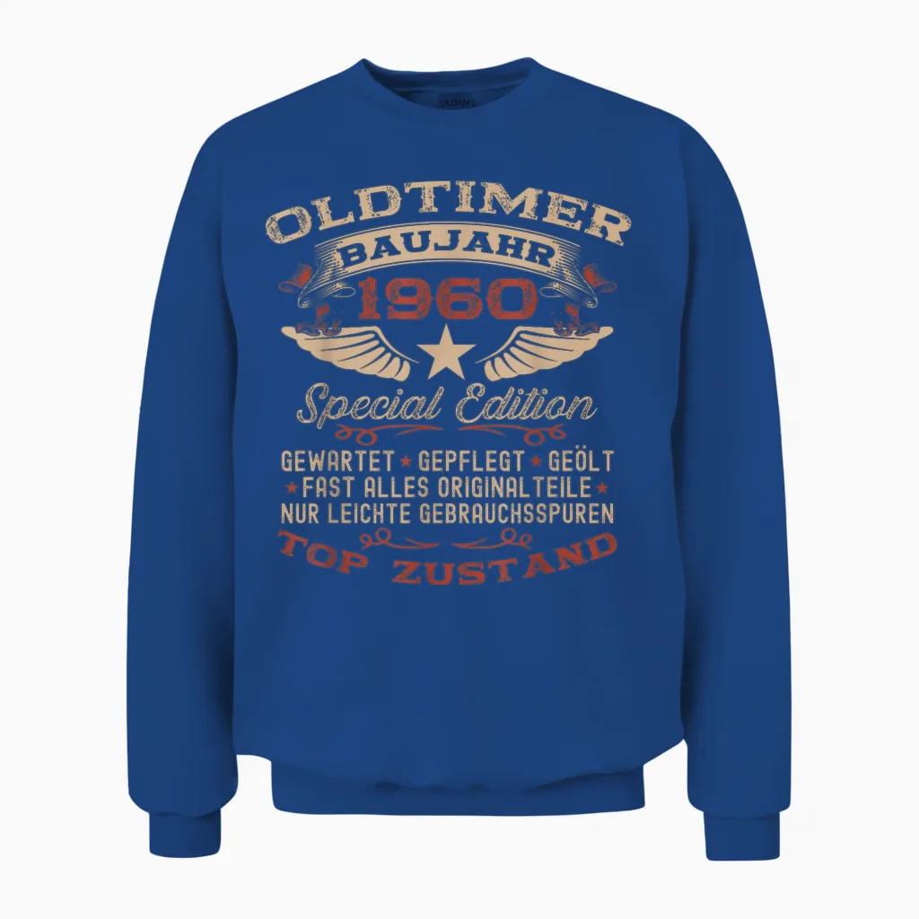Geschenk Zum 66. Geburtstag Jahrgang 1960 Oldtimer Lustiges Unisex Sweatshirt in Royal