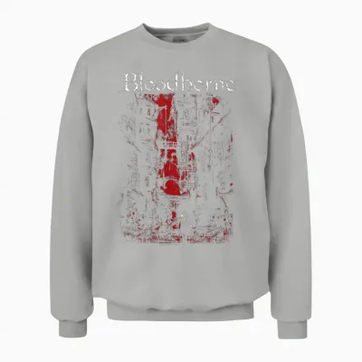 Bloodborne Red City Background with Logo Video Game Unisex Sweatshirt - Ash