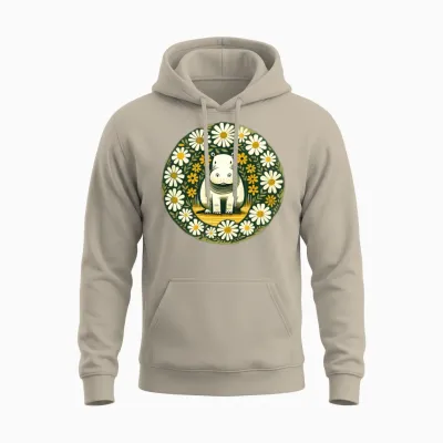 Retro Hippo Unisex Hoodie - Sand