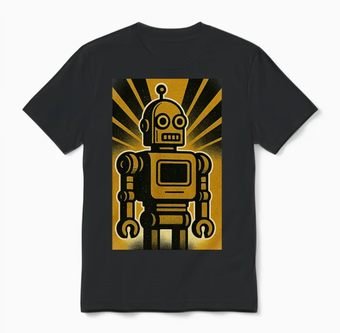 Retro Robo Unisex T-Shirt in Black