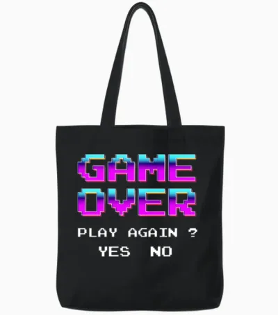 Retro Game Tote Bags - Black