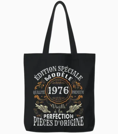Birthday 48 Years Man Woman Humour 1976 T-Shirt, Black, S Tote Bags - Black