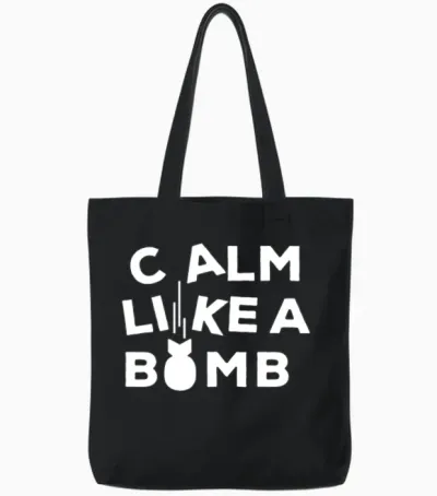 Calm Like a Bomb Retro Tote Bags - Black
