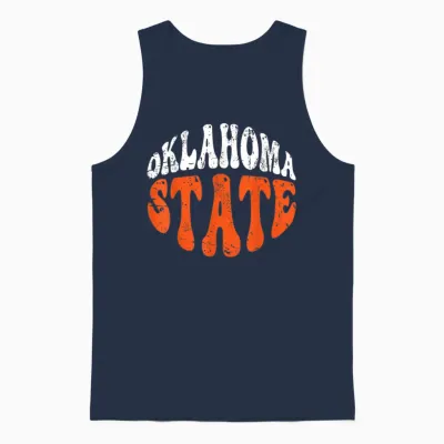 Oklahoma State Tee.retro Vintage Distressed Design American Unisex Tank Top - Navy