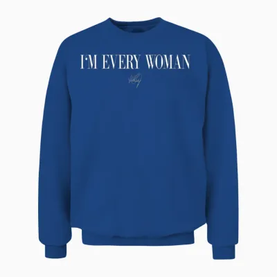 Whitney Houston I'm Every Woman White Unisex Sweatshirt - Royal