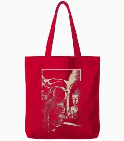 Astronaute Bouddha Spirituel Zen Sci-Fi Space Esthétique Homme Tote Bags - Red