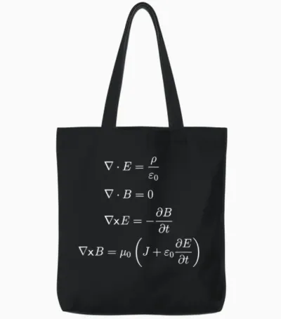 Maxwell's Equations Differential Science and Math T-Shirts Tote Bags - Black