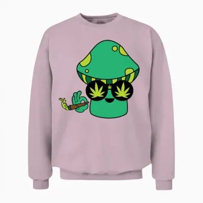 Funny Weed Mushroom Unisex Sweatshirt - Light Pink