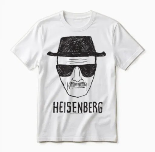 Breaking Bad Heisenberg Sketching T-Shirt, Gray Unisex T-Shirt in White