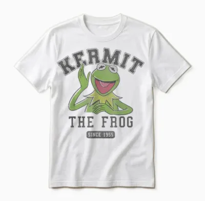 Disney the Muppets Kermit the Frog Since 1955 Collegiate Unisex T-Shirt - White