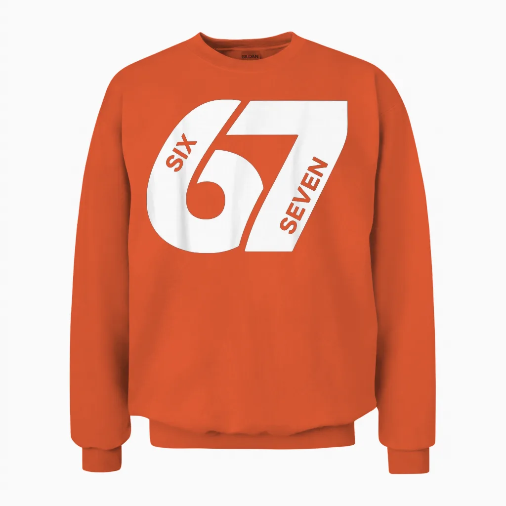 Number 6-7 Six Seven Men Women Boys Girls Unisex Sweatshirt in Orange