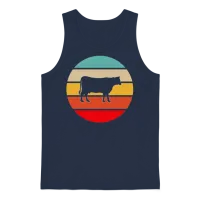 Cow Retro — Farm & Country Gift Unisex Tank Top - Navy – 1