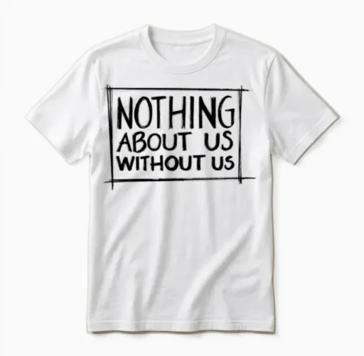Nothing About Us Without Us Unisex T-Shirt in White
