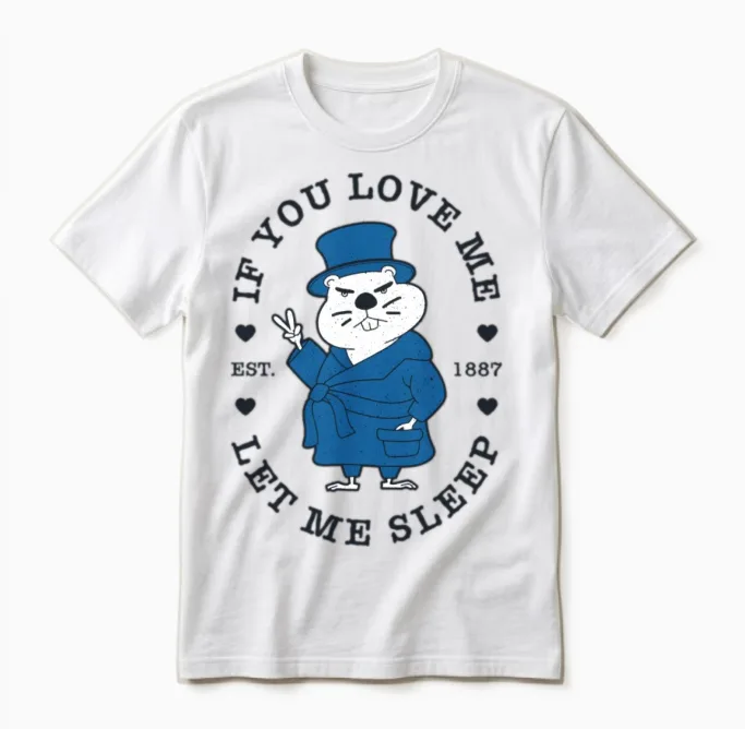 Groundhog Day Sleepy Woodchuck Groundhogs Day Unisex T-Shirt in White