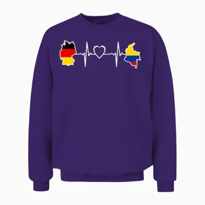 Kolumbianische Deutsche Flagge - Deutschland Kolumbien Herzschlag Unisex Sweatshirt - Purple