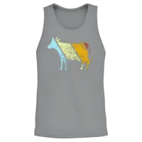Cow Retro — Farm & Country Gift Unisex Tank Top - Sport Grey – 2