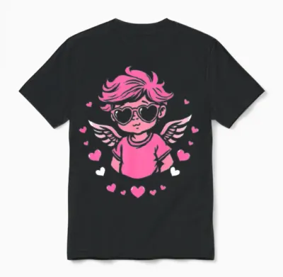 Retro Cupid Unisex T-Shirt - Black