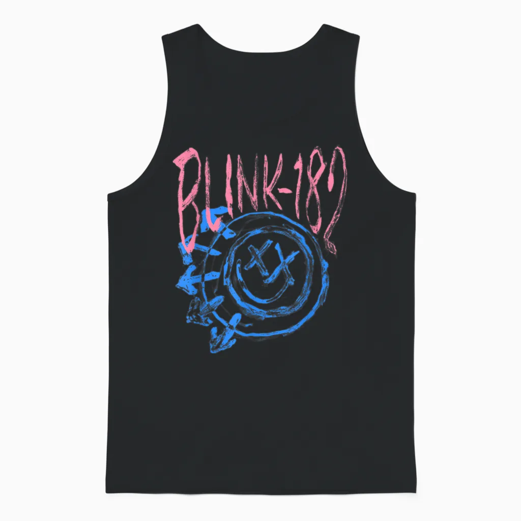 Official Blink-182 Smiley Unisex Tank Top in Black