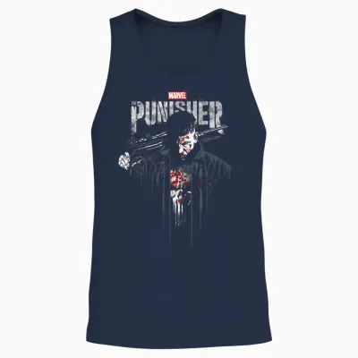 Marvel the Punisher Frank Castle Vigilante T-Shirt Small Unisex Tank Top - Navy