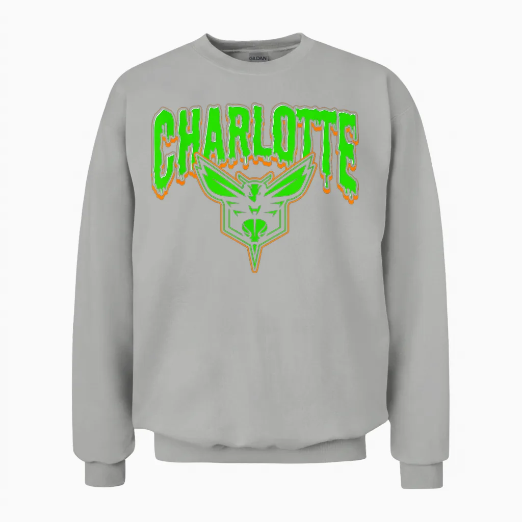 Gruseliges Halloween-Logo Der Nba Charlotte Hornets Unisex Sweatshirt in Ash
