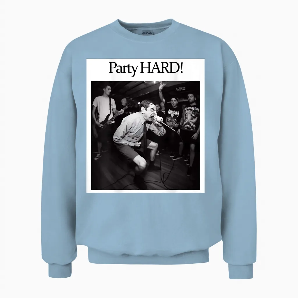 #lele Künstliche Intelligenz Bean T-Shirt Motiv, Party Hard Unisex Sweatshirt in Light Blue