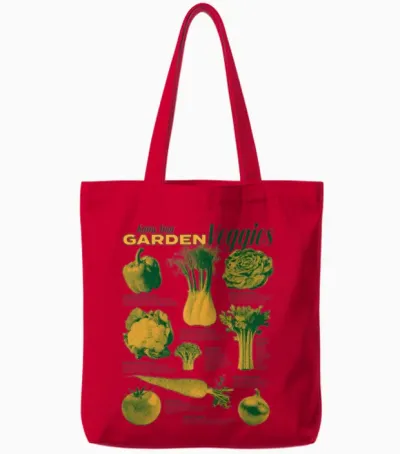 Garden Veggies Design Tote Bags - Red