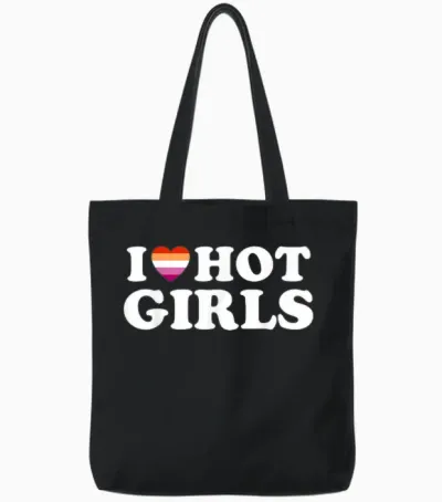 Lesbian Flag I Love Hot Girls Lesbian Tote Bags - Black