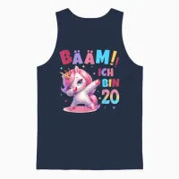 20th Birthday Woman 20 Years Unicorn Party Outfit Unicorn T-Shirt, Black Unisex Tank Top in Navy - 1