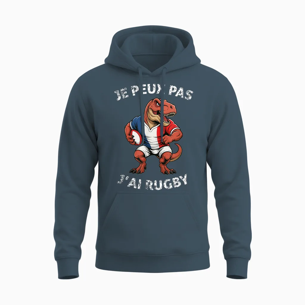 Je Peux Pas J'ai Rugby Player Rugby Lovers Sport Rugby Unisex Hoodie in Dark Heather