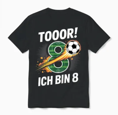 Kinder Toor Ich Bin 8 8.geburtstag Fußball Junge 8 Jahre Cooles Unisex T-Shirt - Black