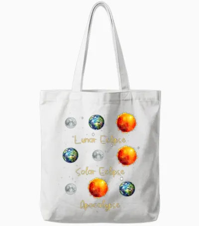 Lunar Eclipse Solar Eclipse and Apocalypse Tote Bags - White